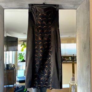 Bebe black satin stretchy strapless dress